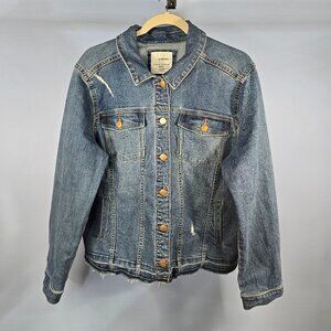 Sonoma Goods for Like Everyday Jean Trucker Jacket Distressed & Frayed XXL (Q-5)